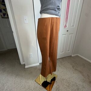 High-Rise Kick Flare Ankle Pants in Rust Orange